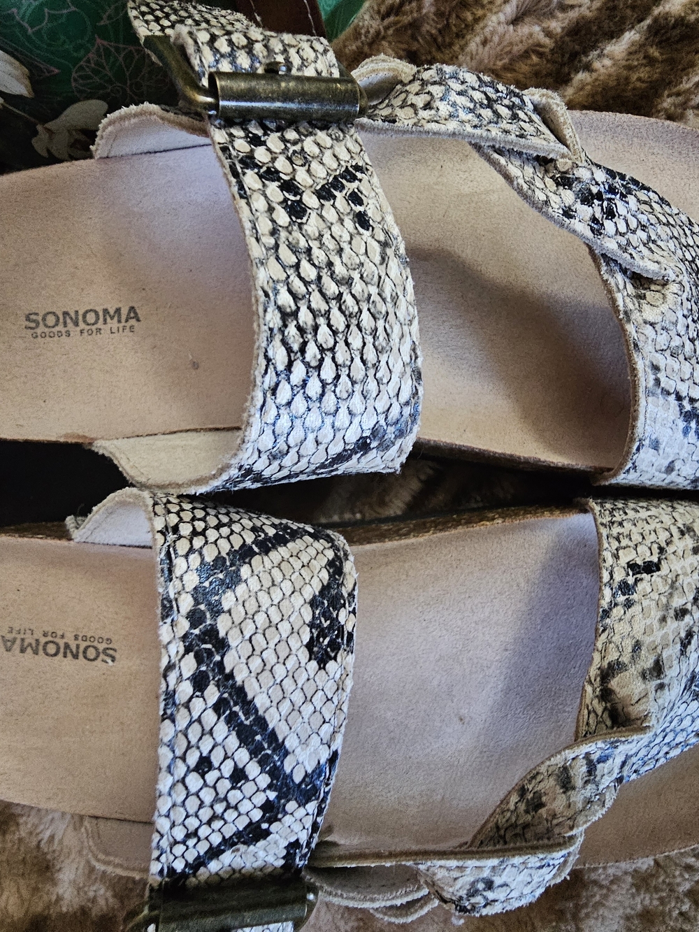 Sonoma Snake-Print Women's Sandals in Beige and Black